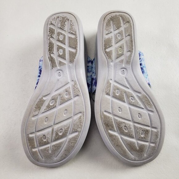 Bzees Sahara Wedge Sandal Womens 7.5 Blue Fabric Slip On Comfort Slide Open Toe - Picture 12 of 12